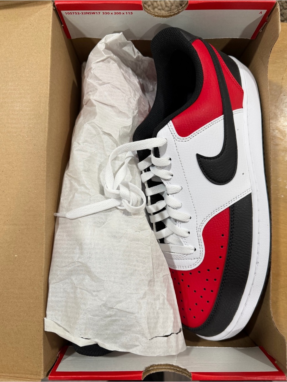 Nike Low-Top Sneakers in White, Red & Black